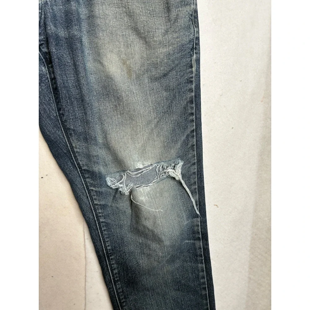 Fried Denim Mens Slim Fit Distressed Ripped Jeans Blue 32x30‎ skate grunge
